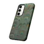 Marbled Peacock Durable Phone Case - Olive Green and Brown - Matte or Glossy