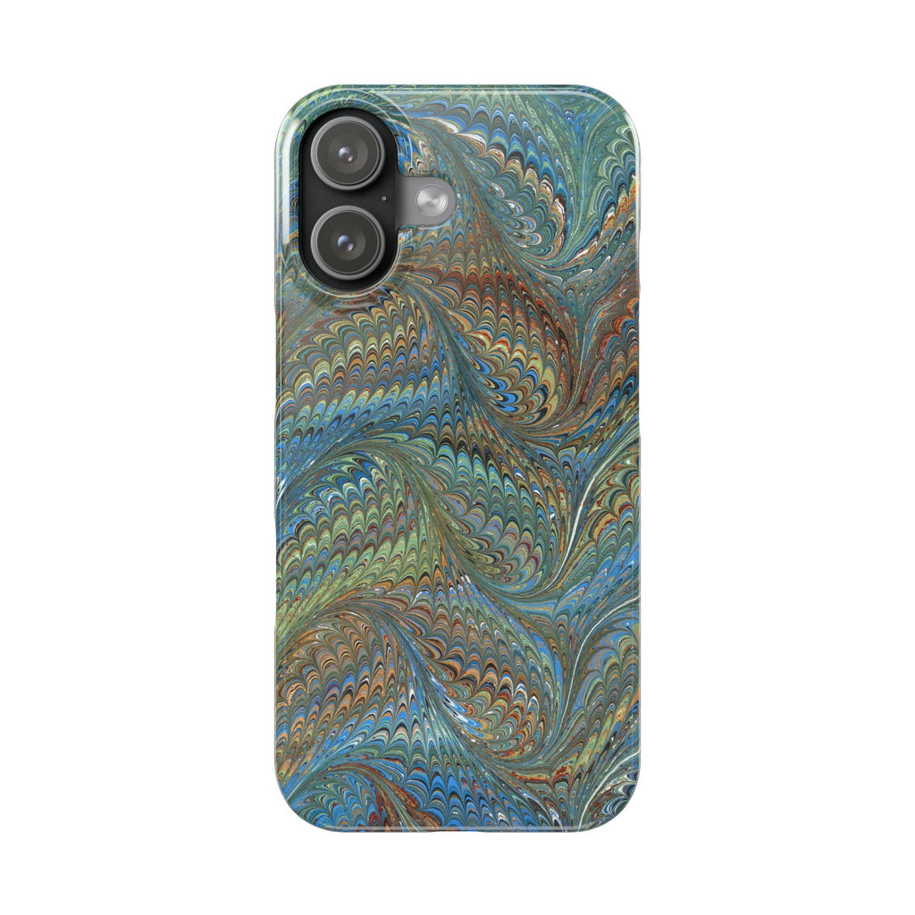 Blue and Green Swirl - Single Layer Glossy Phone Case