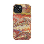Rust + Gold Italian Marbled Design Magnetic MAG SAFE - Dual Layer Case - Glossy or Matte
