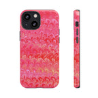 Pink and Gold Marbled Peacock Durable Phone Case - Olive Green and Brown - Matte or Glossy