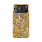 Golden Yelllow Hand-Marbled Florentine Italian Phone Case for iPhone 17 and all sizes