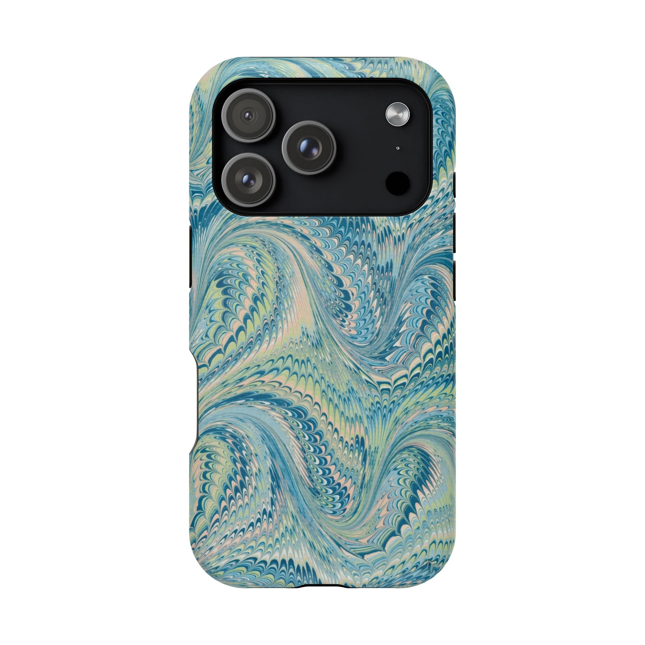 Aqua + Green Marble Phone Case - Impact-Resistant MAG SAFE - Dual Cover Design