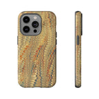 Beige and Blue Marbled Durable Phone Case - Dual Layer - Matte or Glossy