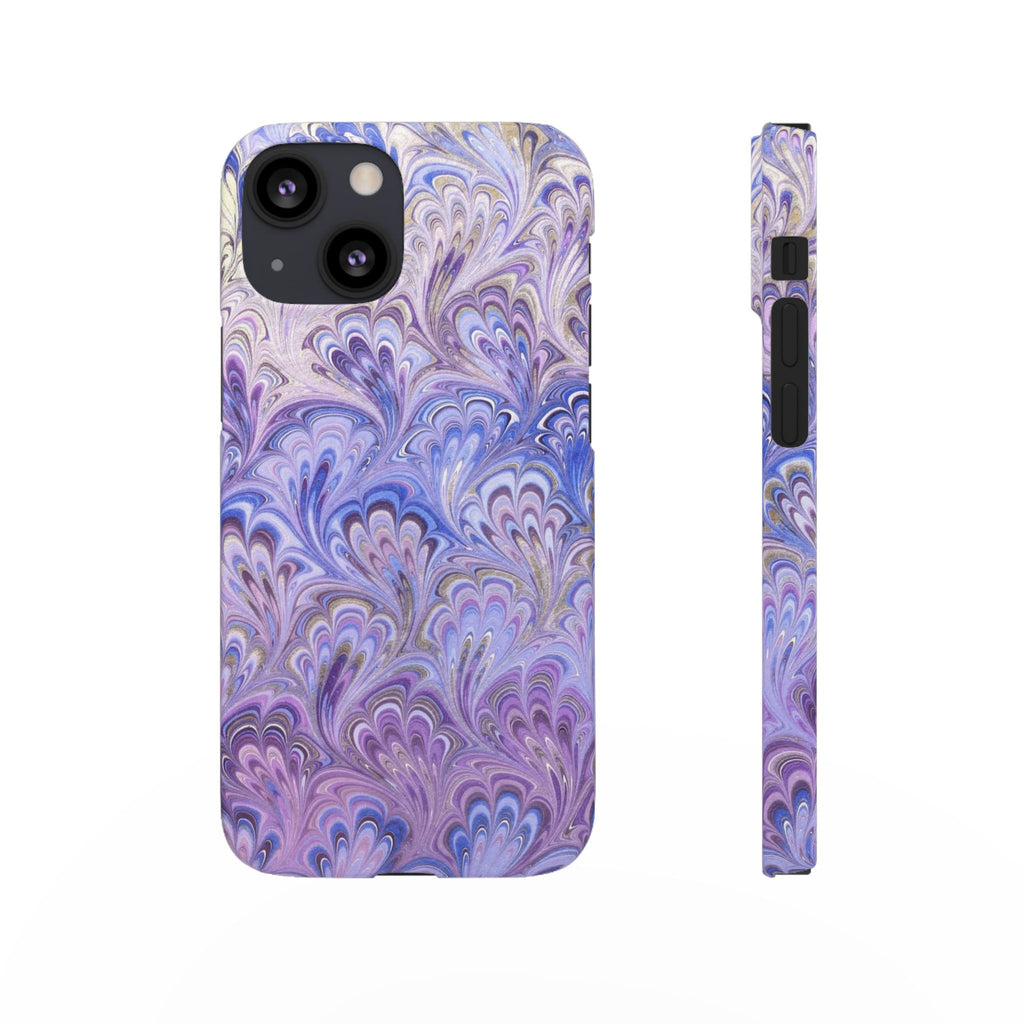 Marbled Feather Lavender + Purple Swirl - Single Layer Slim Phone Case