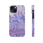 Marbled Feather Lavender + Purple Swirl - Single Layer Slim Phone Case