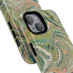 Florentine Marble iPhone Case | Inspired by Florence | Italian Marbled Paper Technique | Artisanal Green Swirl | Dual-Layer Protective Case | Matte or Glossy
