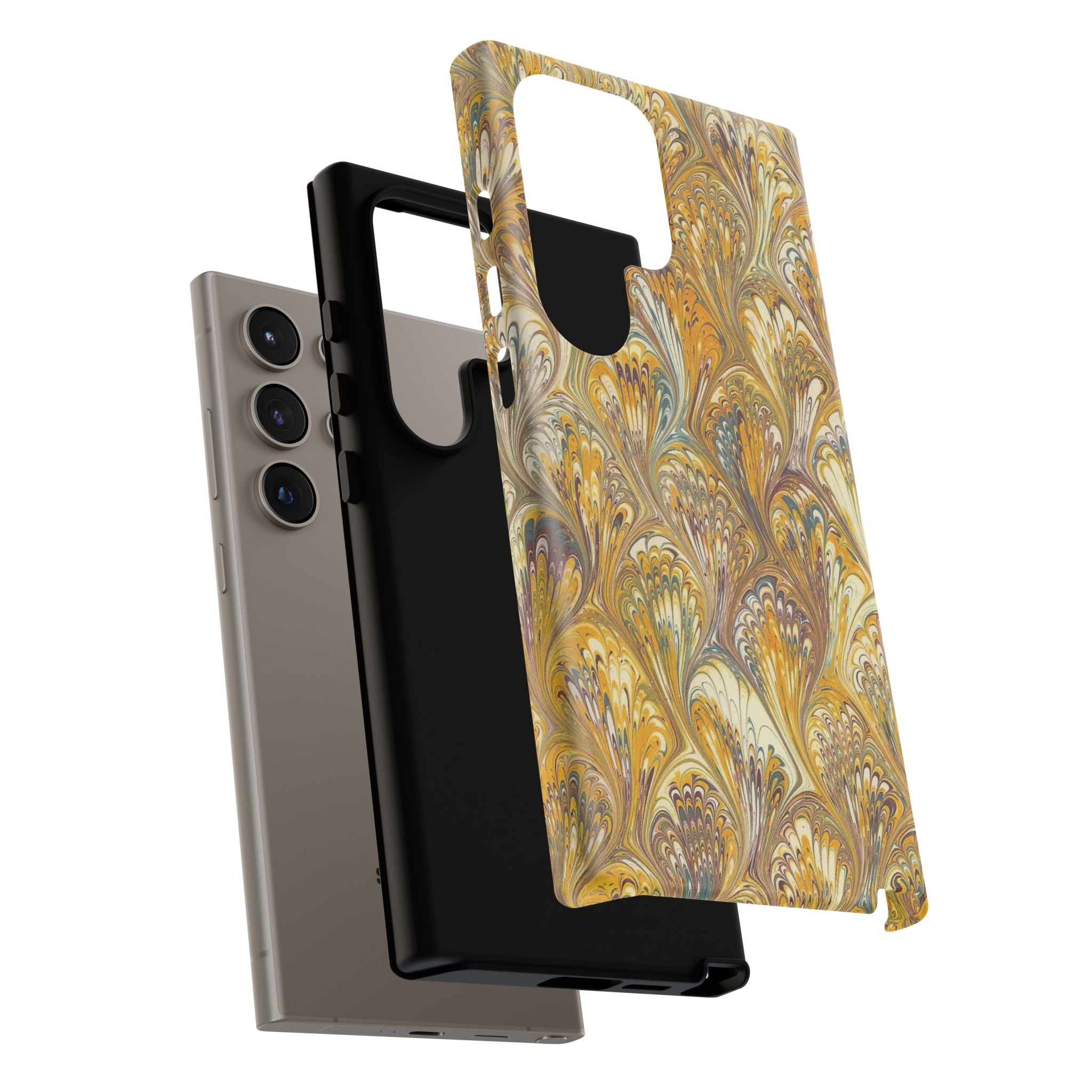 Golden Yellow Marbled Italian Phone Case - Dual Layer - Matte or Glossy