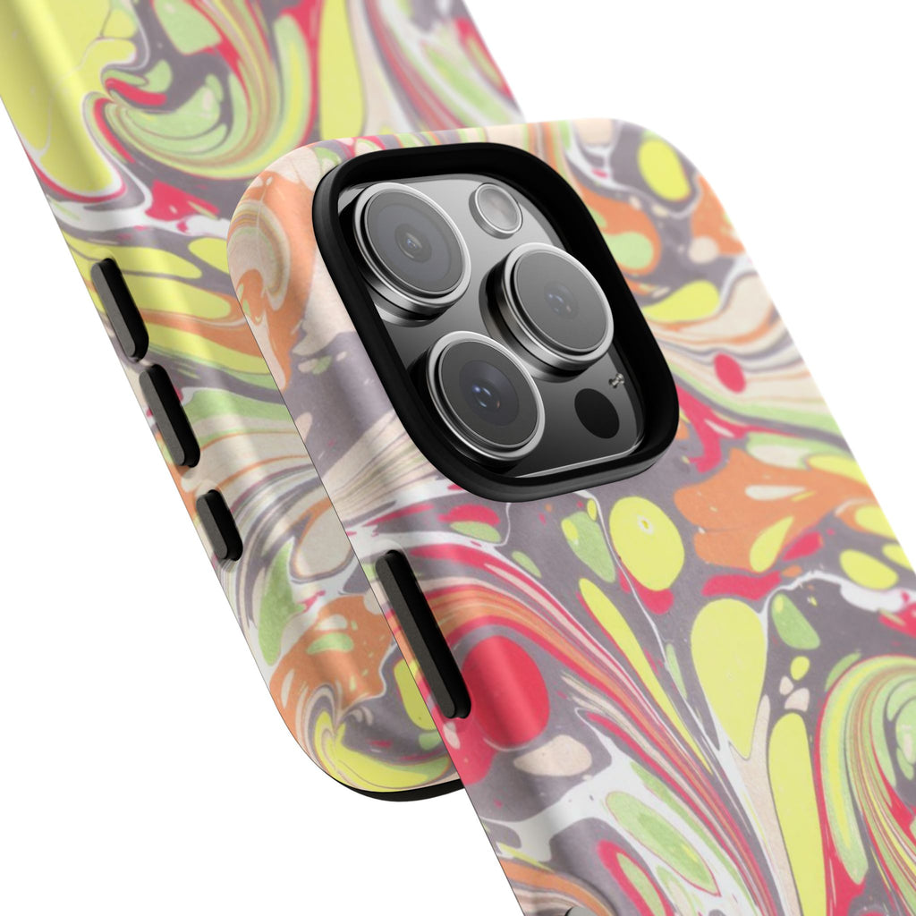 Yellow and Pink Swirl Marbled Italian Phone Case - Dual Layer - Matte or Glossy