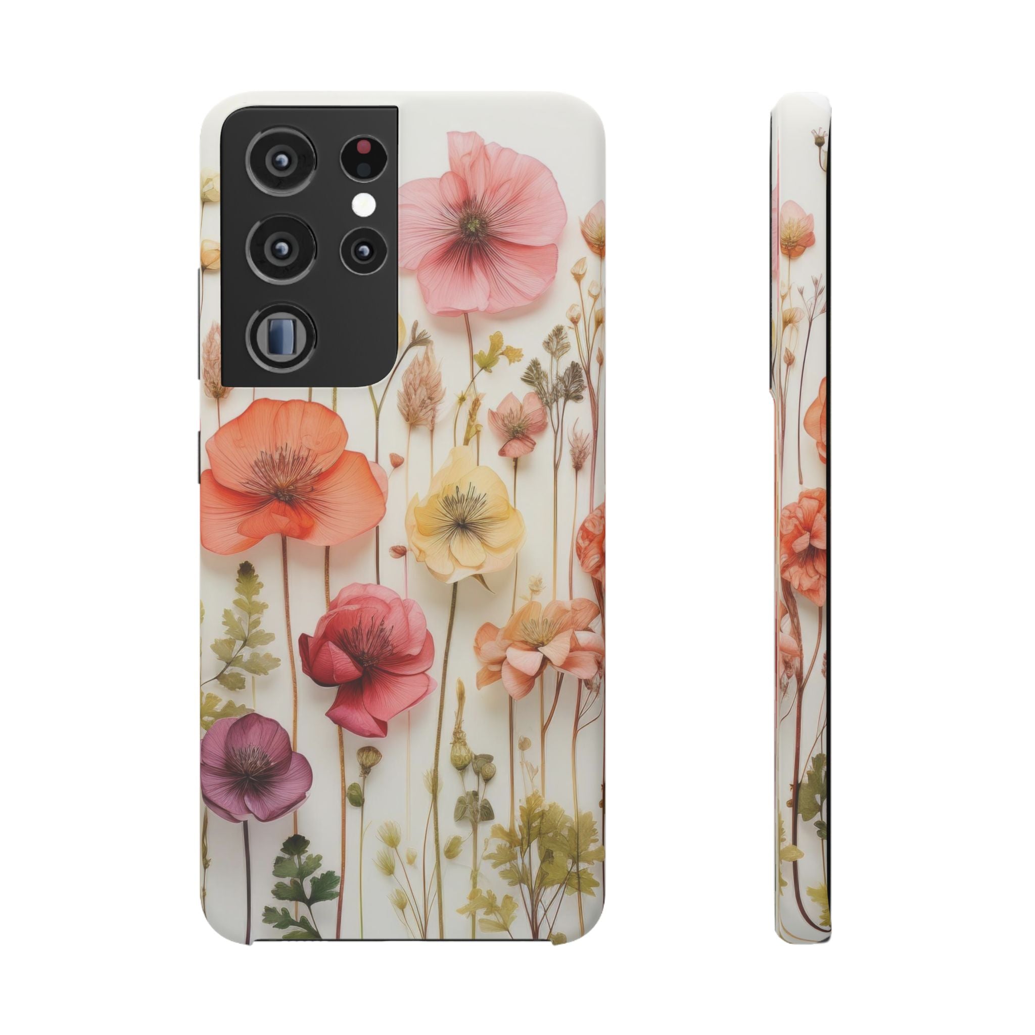 Pink Floral Pressed Flowers - Slim Case