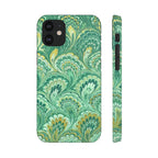 Marbled Feather Green Swirl - Single Layer Slim Phone Case