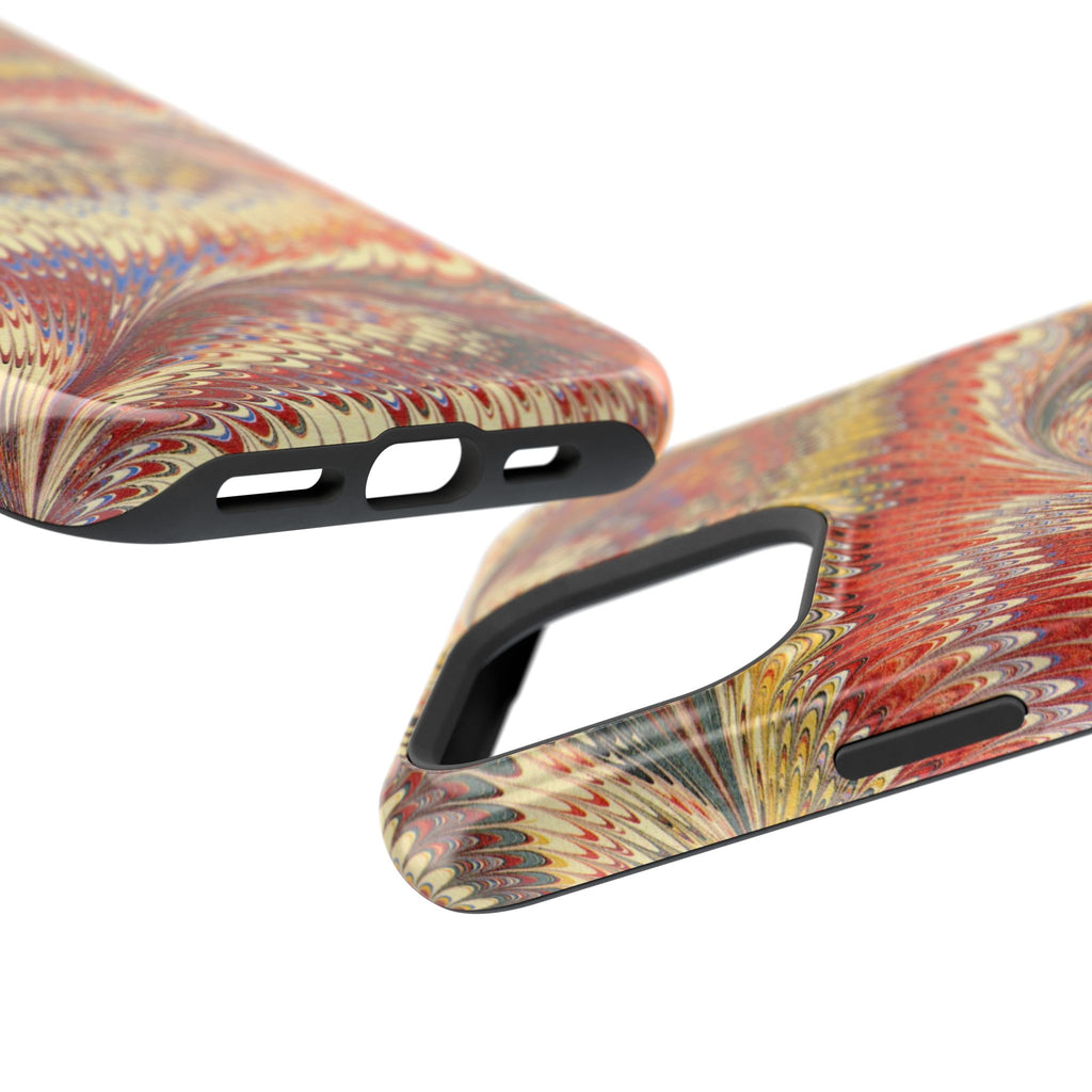 Rust + Gold Italian Marbled Design Magnetic MAG SAFE - Dual Layer Case - Glossy or Matte