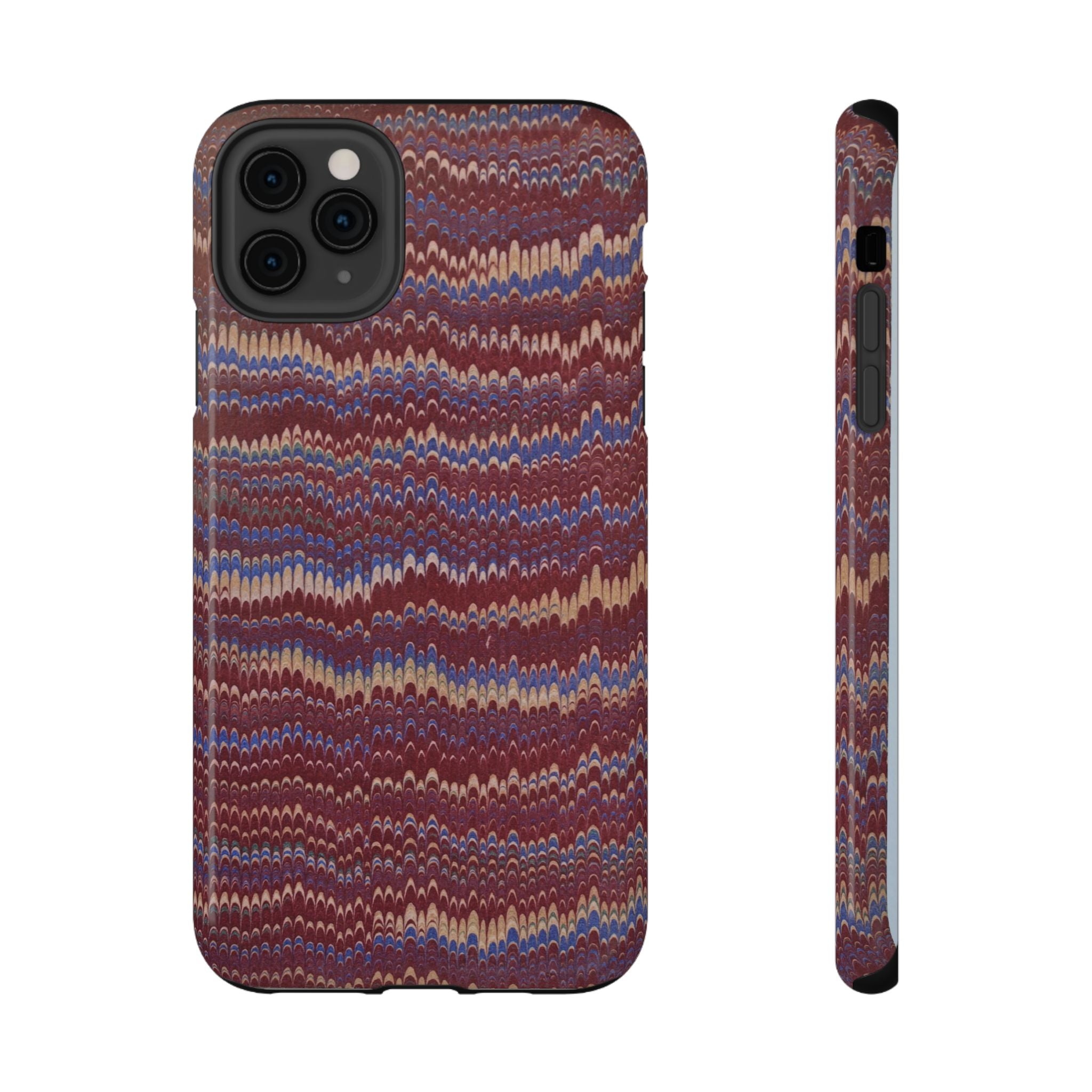 Burgundy and Blue Hues Italian Vintage Marble Design Phone Case for Apple + Samsung