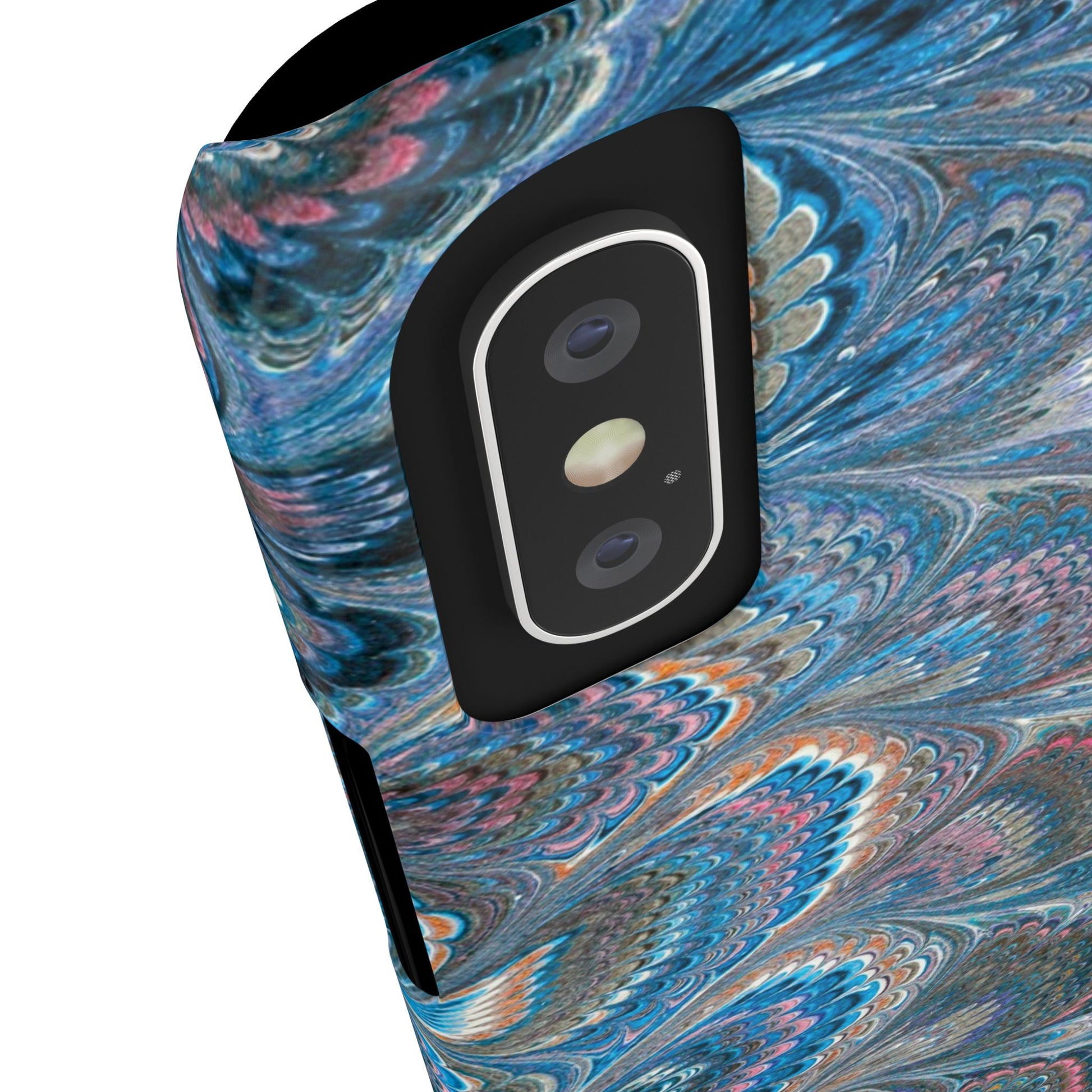 Blue and Pink FEATHER PEACKOCK Marbled VIntage Design, Italian Feather Phone Case, Slim Phone Cases, IPHONE 16 and all sizes