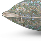 ITALIAN MARBLE Green and Blue Square Pillow includes Pillow, Hidden Zipper