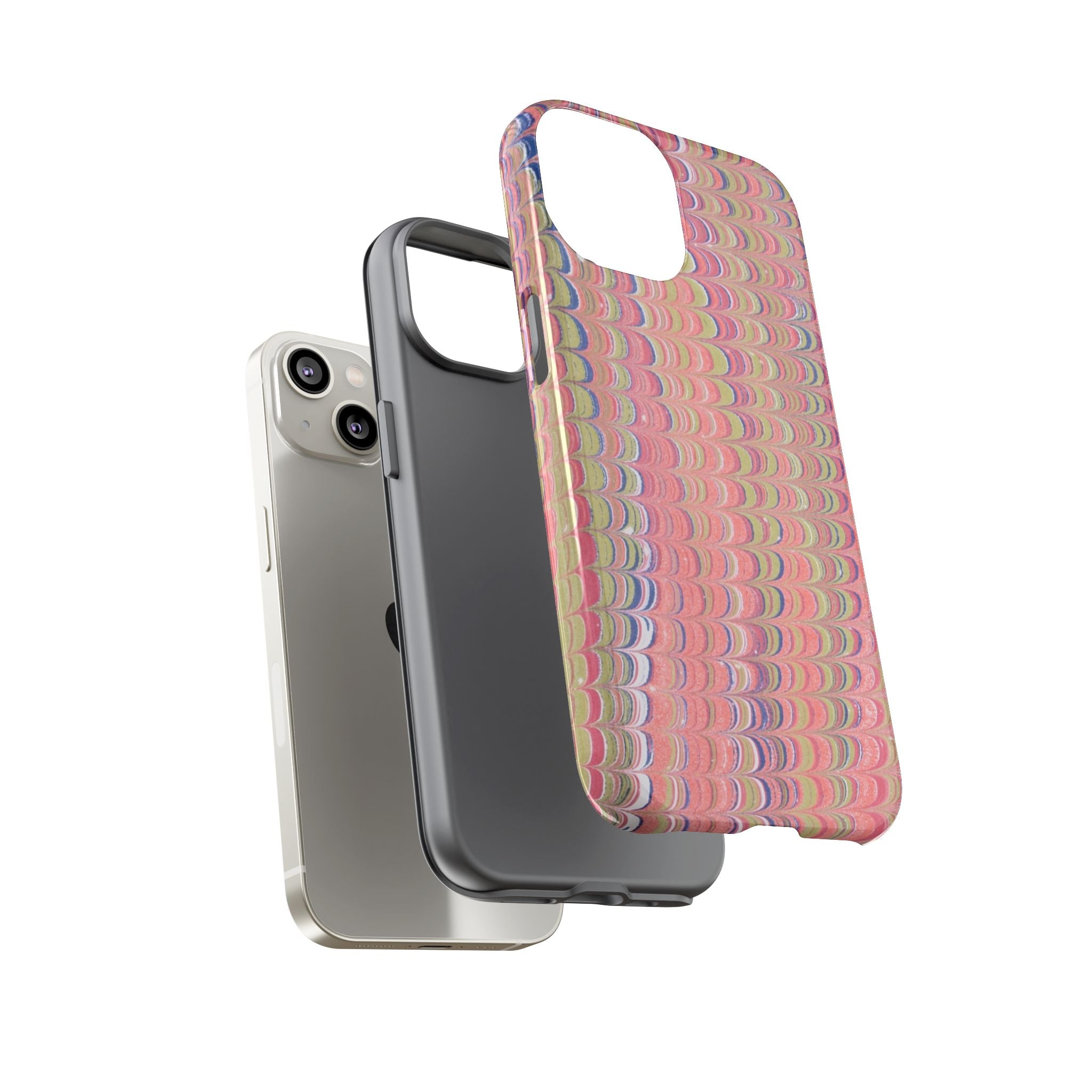 Pink Pastels Feather Marbled Vintage Design iPhone 16 + Samsung + Apple + Google - all models