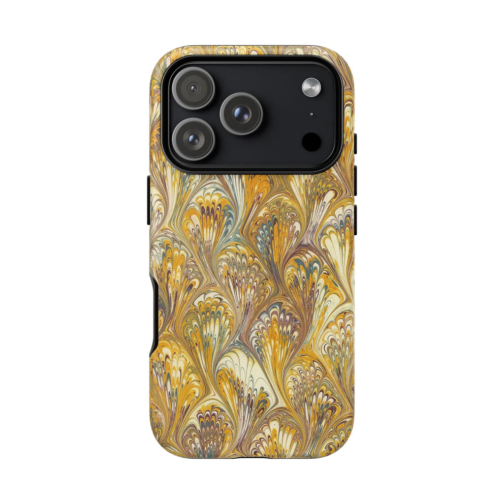 Golden Yellow Marbled Italian Phone Case - Dual Layer - Matte or Glossy