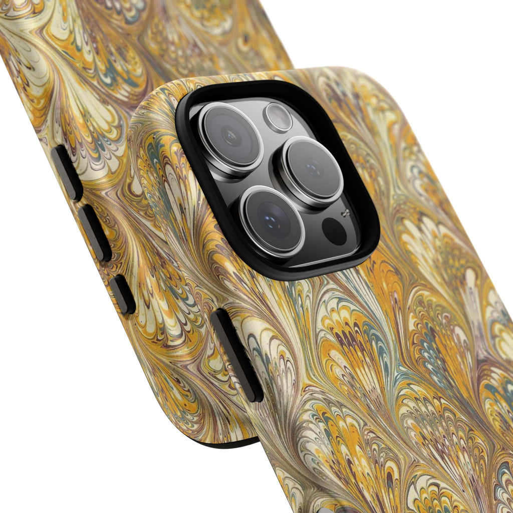 Golden Yellow Marbled Italian Phone Case - Dual Layer - Matte or Glossy