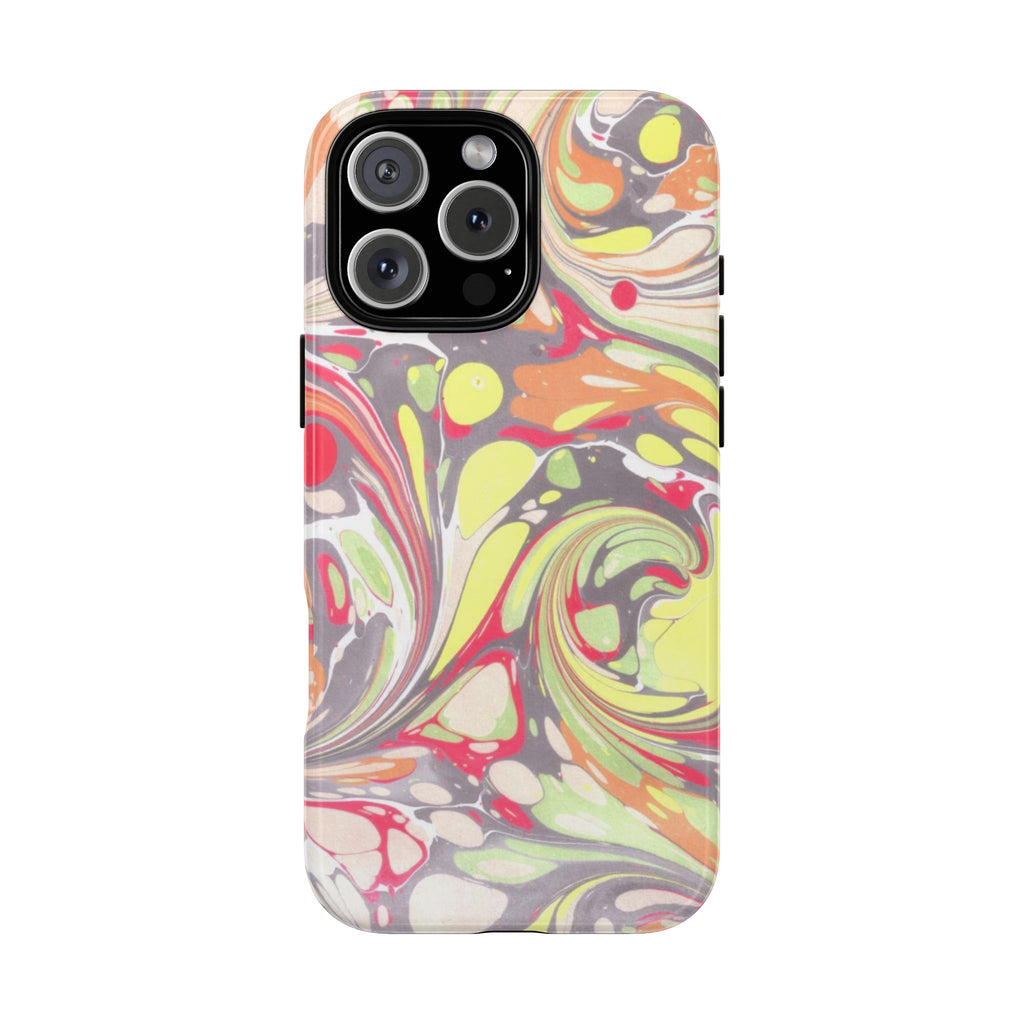 Yellow and Pink Swirl Marbled Italian Phone Case - Dual Layer - Matte or Glossy