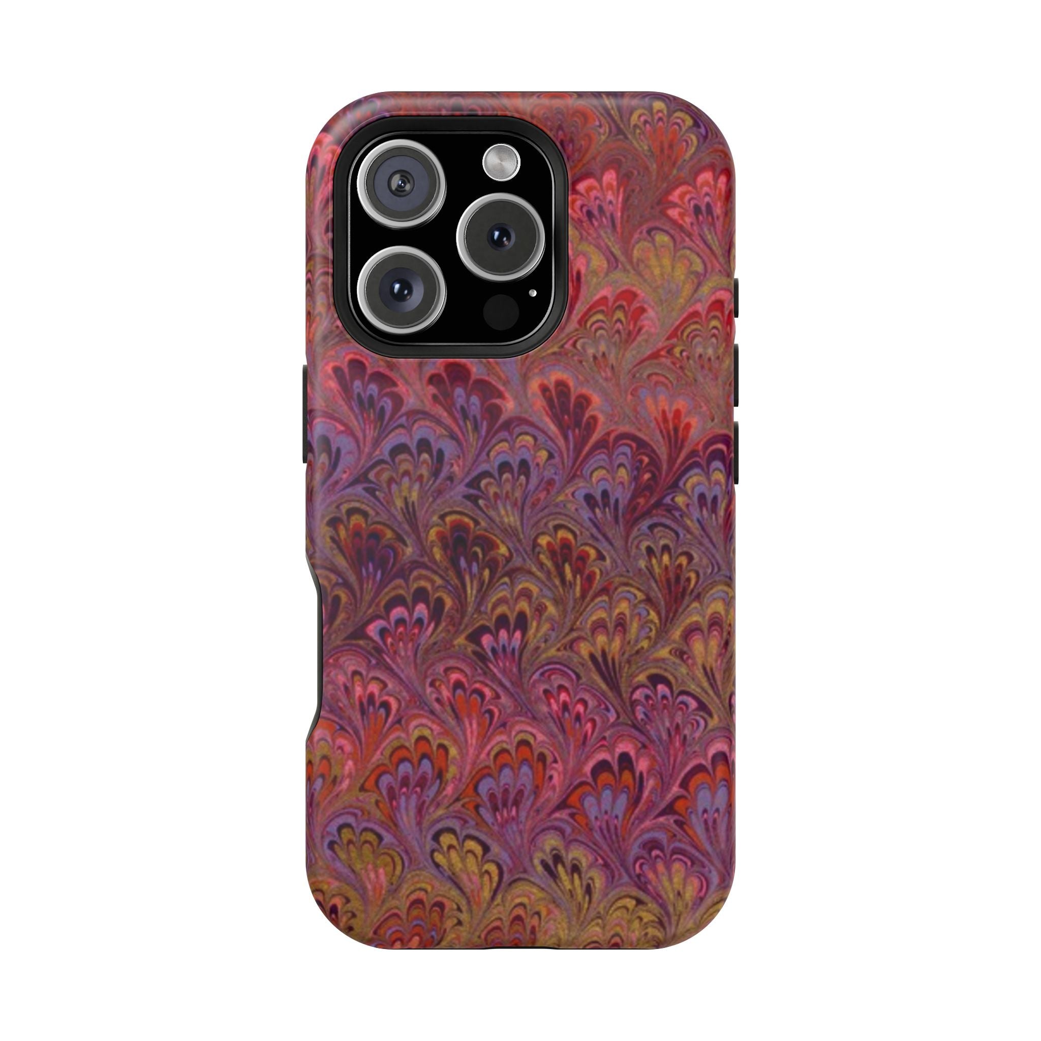 Red, Burgundy, Lavender Italian Peacock Feather Design Phone Case
