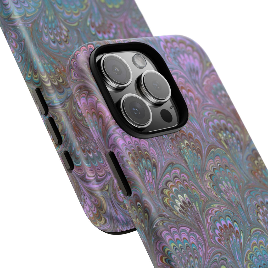 Lavender Marbled Peacock Durable Phone Case - Dual Layer - Matte or Glossy