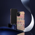 Pastel Pink + Green Feather Marbled Phone Case - Dual Layer Phone Cover