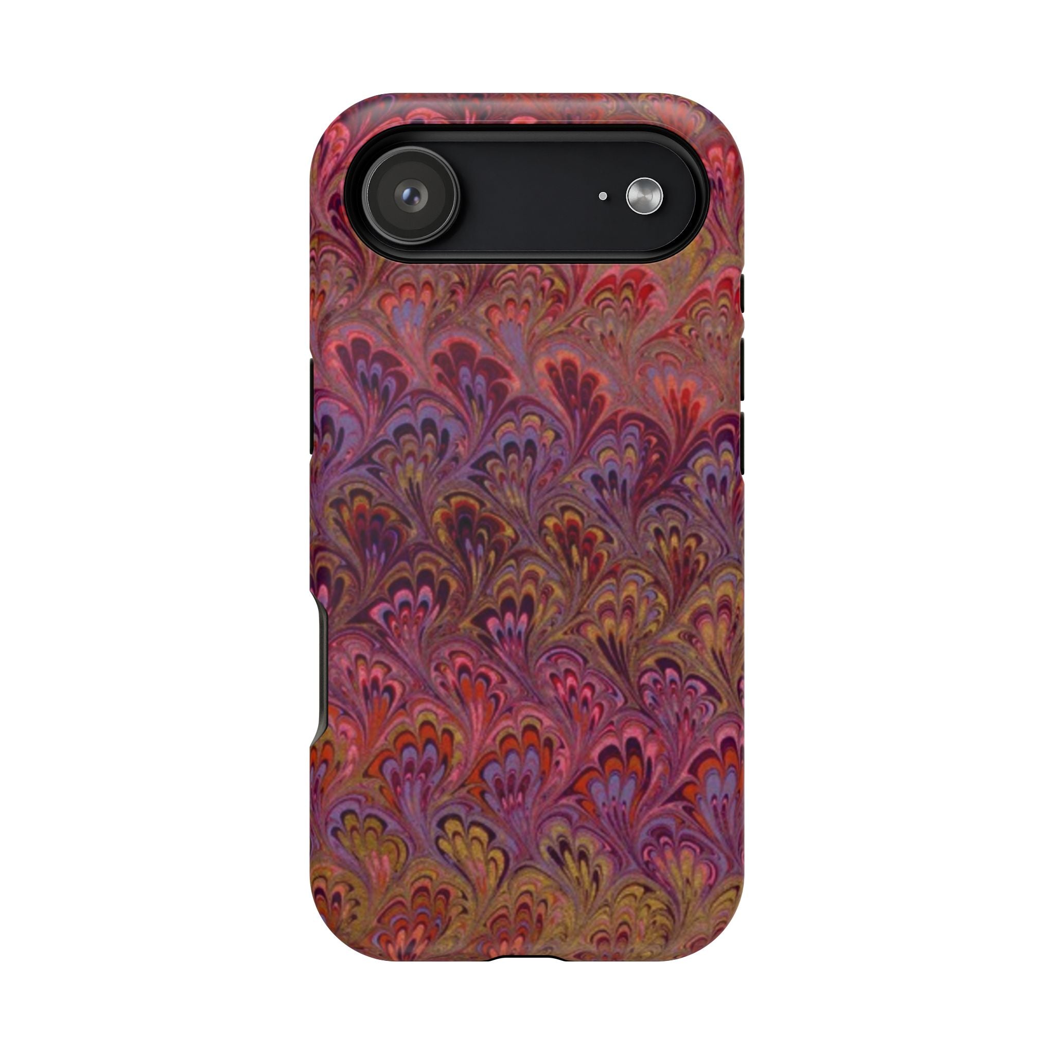 Red, Burgundy, Lavender Italian Peacock Feather Design Phone Case