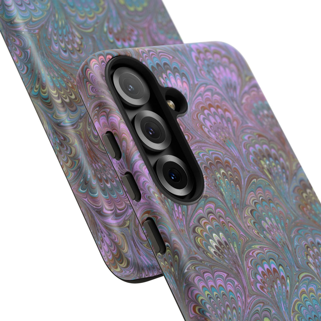 Lavender Marbled Peacock Durable Phone Case - Matte or Glossy