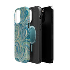 Aqua + Green Marble Phone Case - Impact-Resistant MAG SAFE - Dual Cover Design