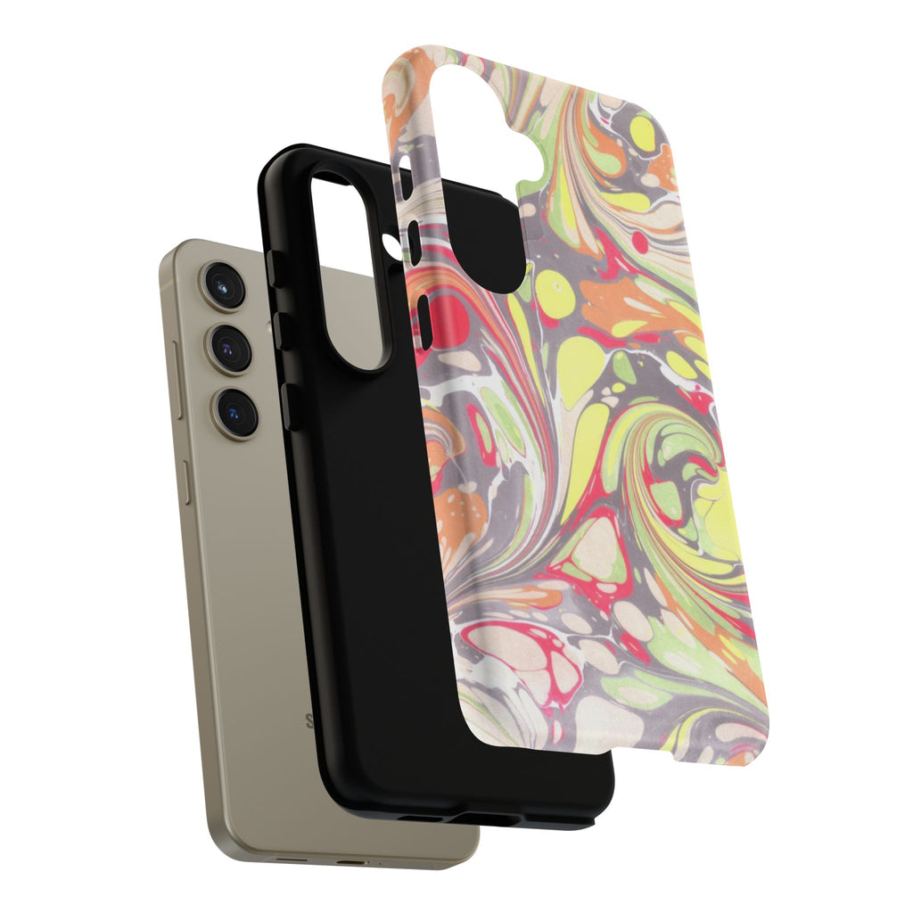 Yellow and Pink Swirl Marbled Italian Phone Case - Dual Layer - Matte or Glossy