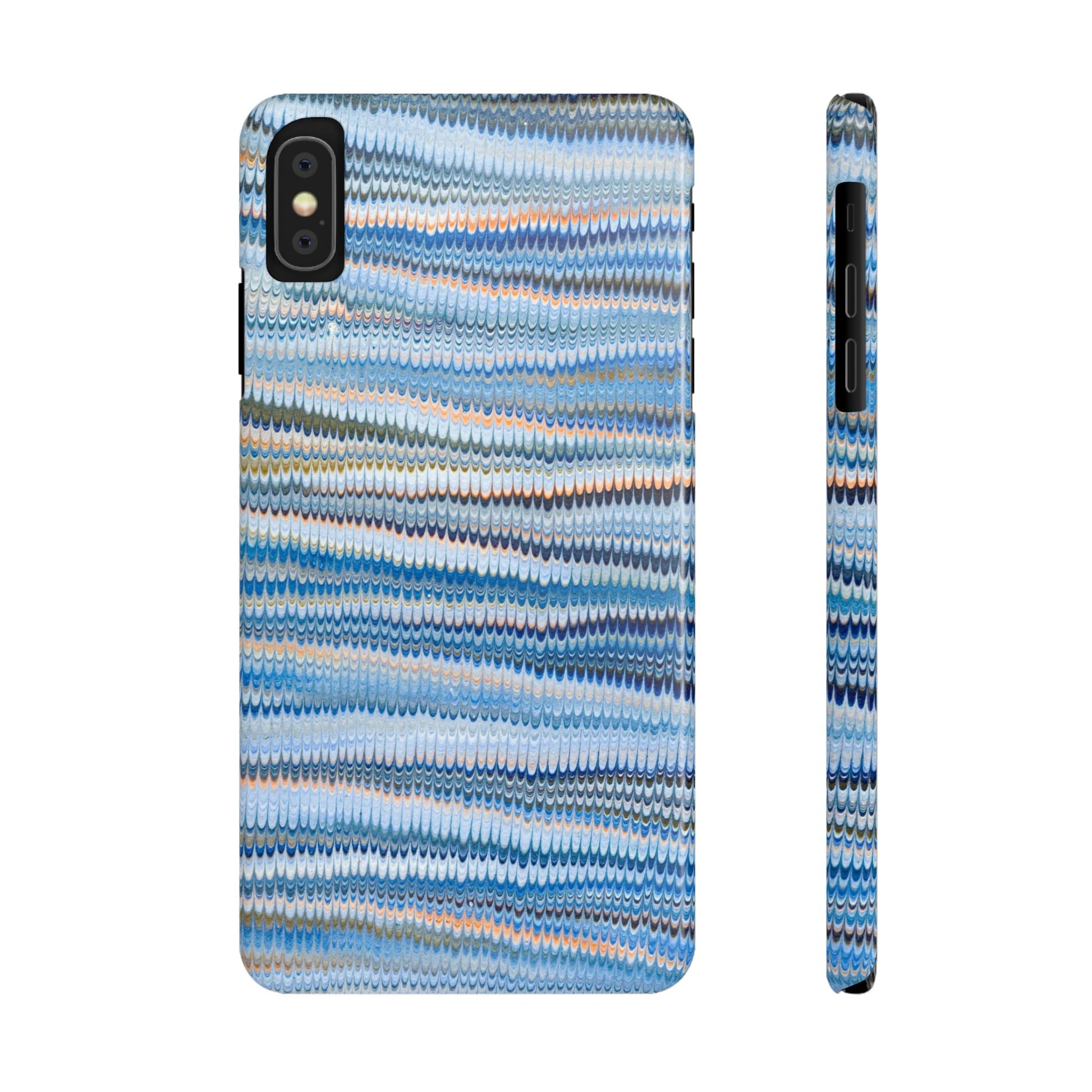 Blue Italian Hand-Painted and Vintage Marbled Inspired Paper Design, Italy Feather Phone Case, iPhone15 Case and all iPhone Case Sizes