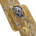 Golden Yelllow Hand-Marbled Florentine Italian Phone Case for iPhone 17 and all sizes