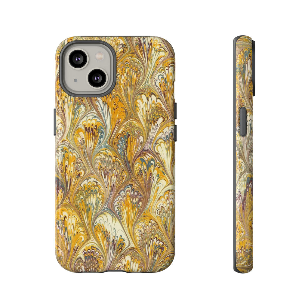 Golden Yellow Marbled Italian Phone Case - Dual Layer - Matte or Glossy