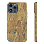 Beige and Blue Marbled Durable Phone Case - Dual Layer - Matte or Glossy
