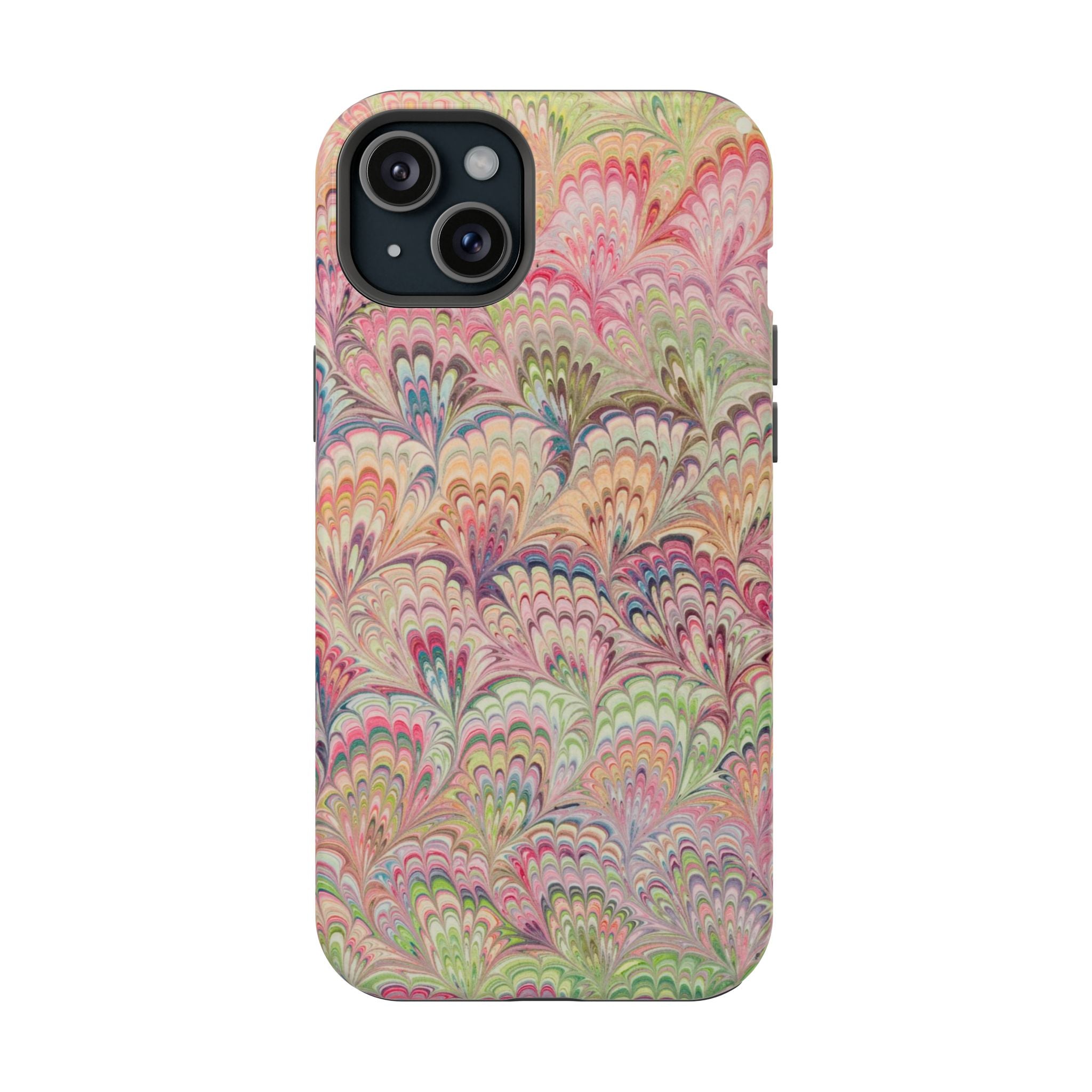 Marbled Pastel Pink and Green Impact-Resistant Phone Case for Apple + Samsung