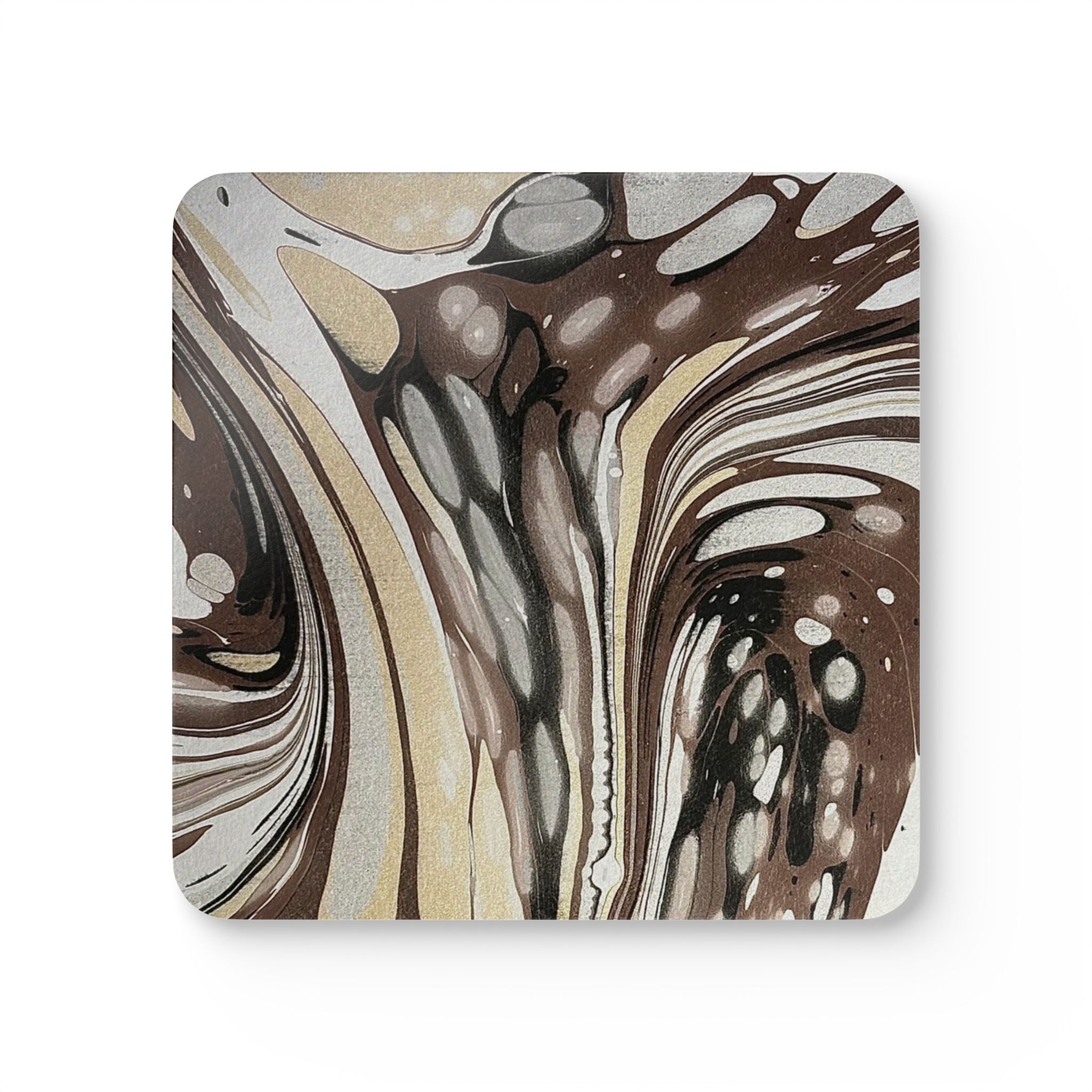 Beige Italian Marbled Cork Coaster Set, Modern Minimalist Drink Coasters (4-Pack)