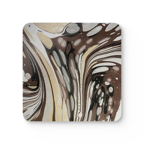 Beige Italian Marbled Cork Coaster Set, Modern Minimalist Drink Coasters (4-Pack)