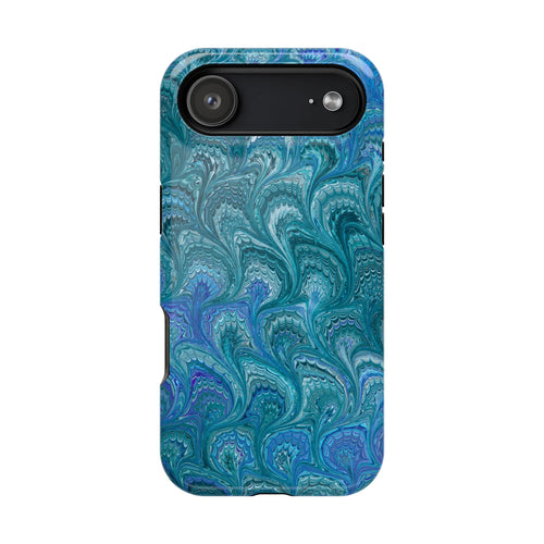 Aqua, Blue, Green Marble - Impact-Resistant Durable - Dual Phone Case Design