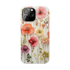 Slim Phone Case - Pink Floral Pressed Flowers iPhone 17 and Other Sizes - Glossy Finish