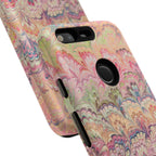 Pastel Pink + Green Feather Marbled Phone Case - Dual Layer Phone Cover
