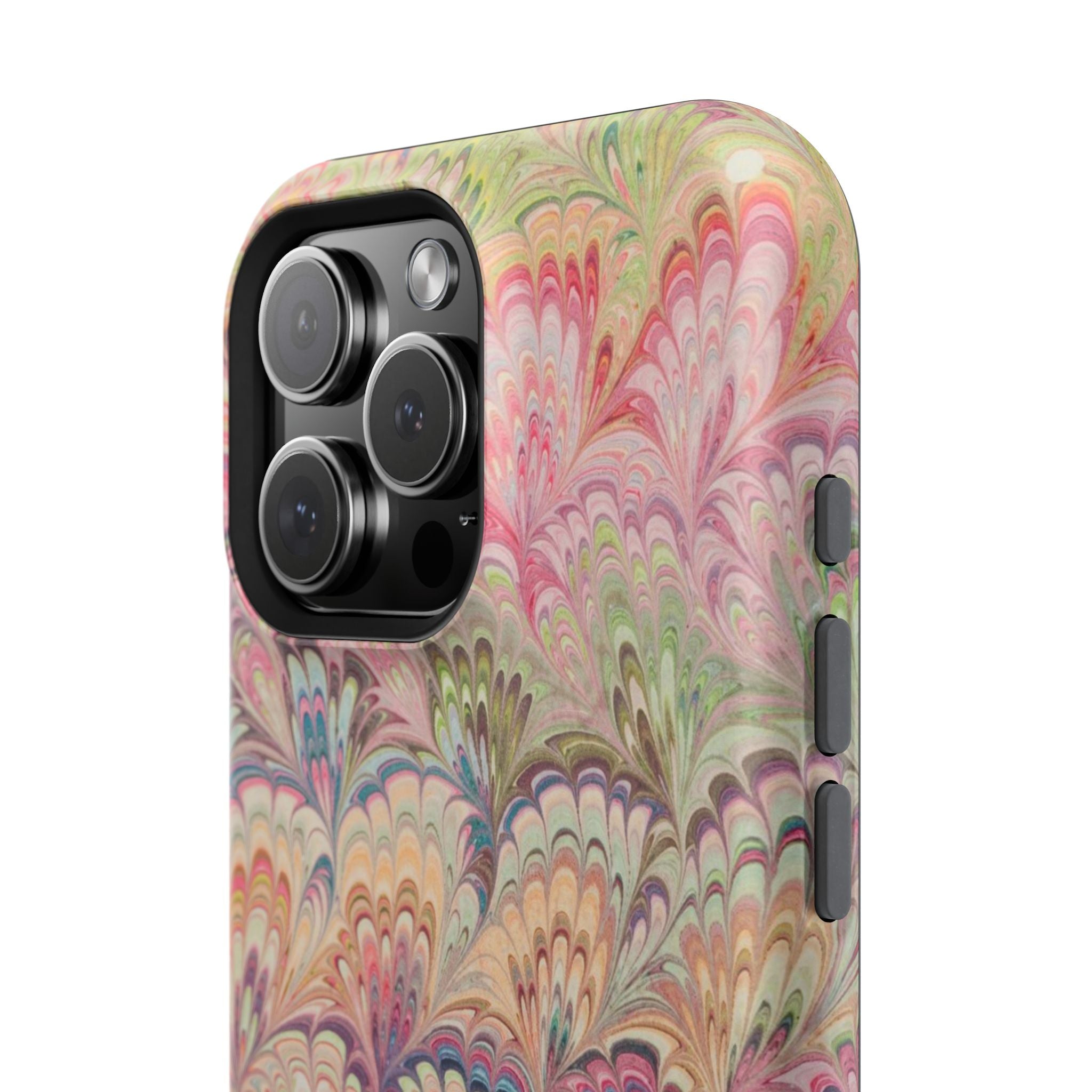 Marbled Pastel Pink and Green Impact-Resistant Phone Case for Apple + Samsung