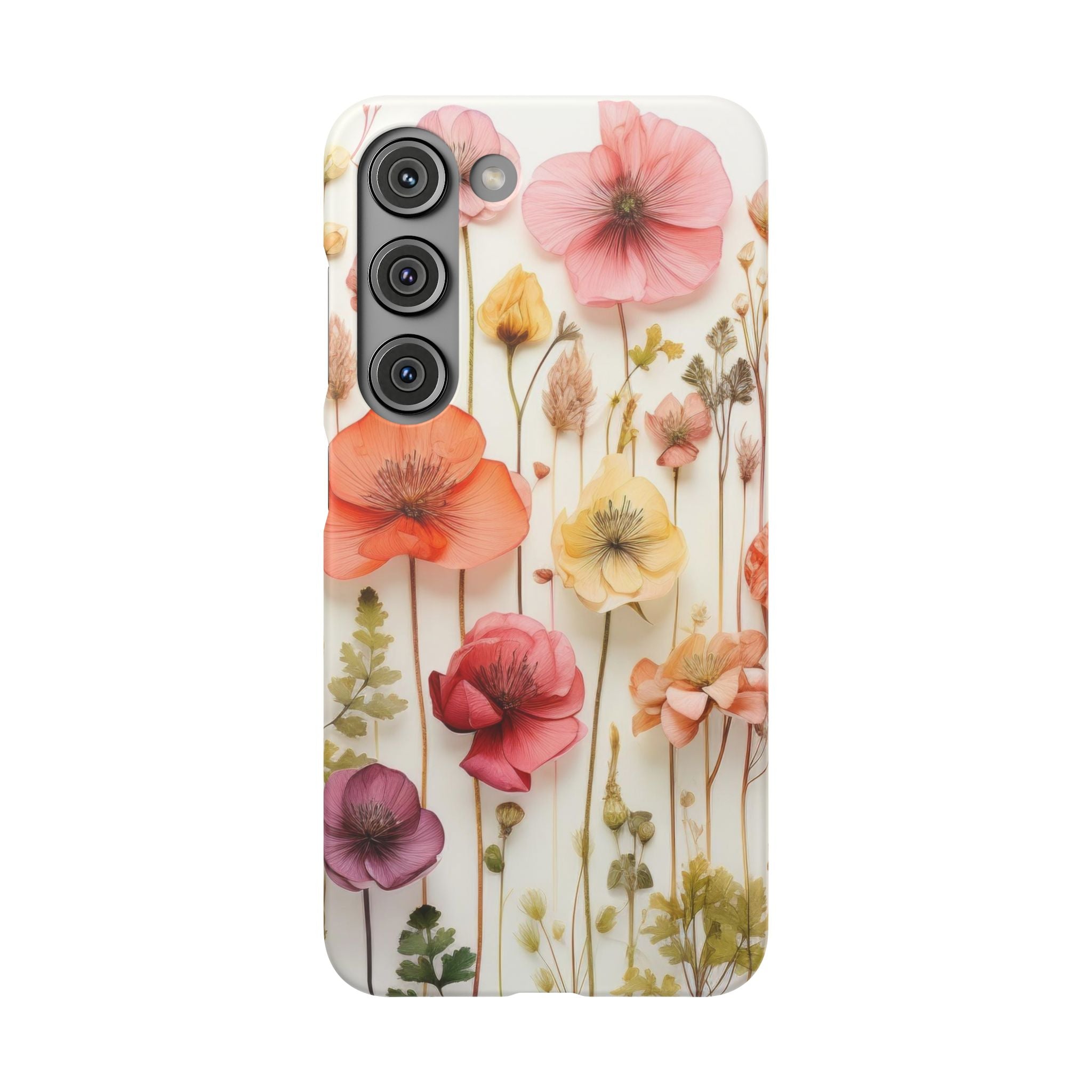 Pink Floral Pressed Flowers - Slim Case