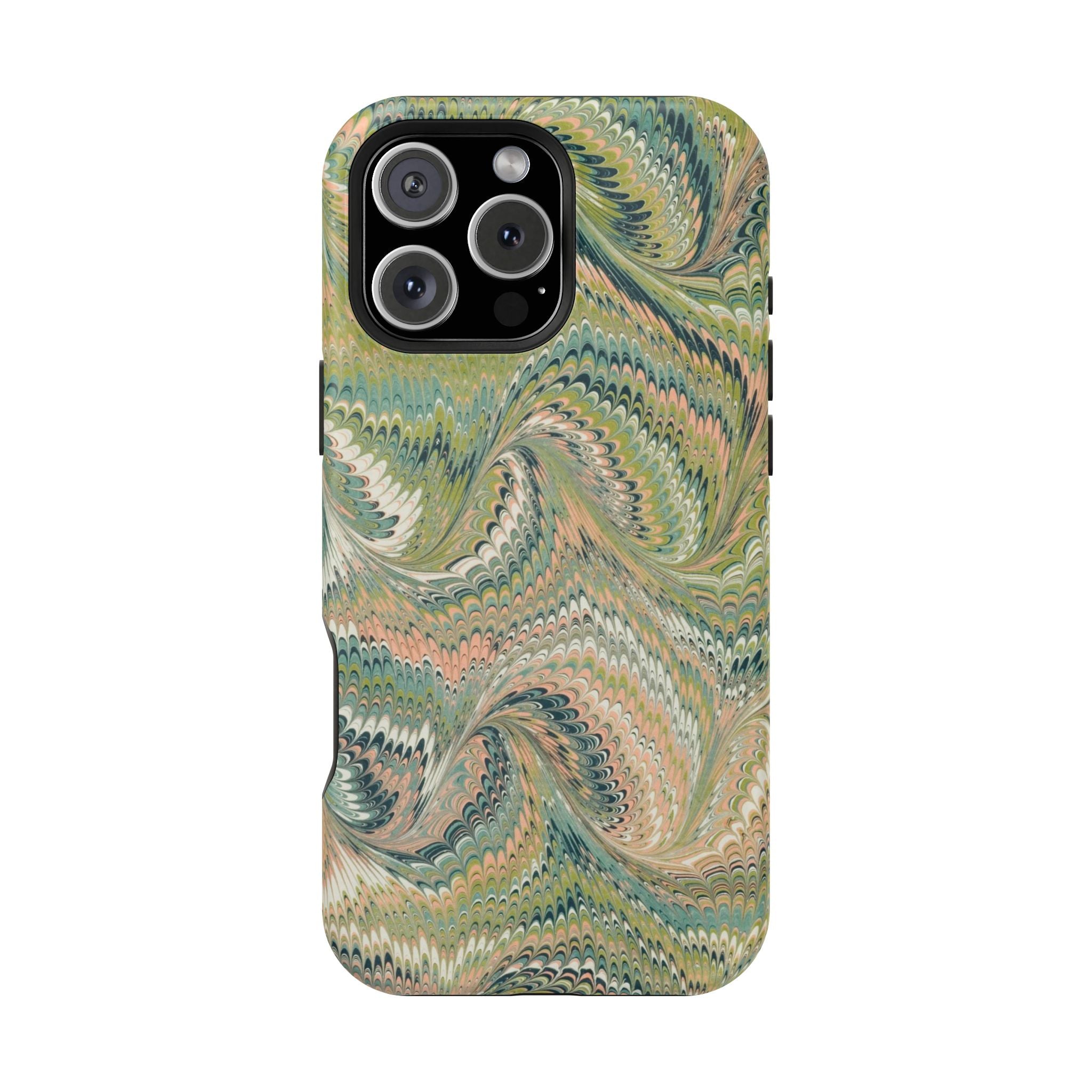Green Pastel Italian Marble Design Magnetic MAG SAFE High Impact iPhone Cases