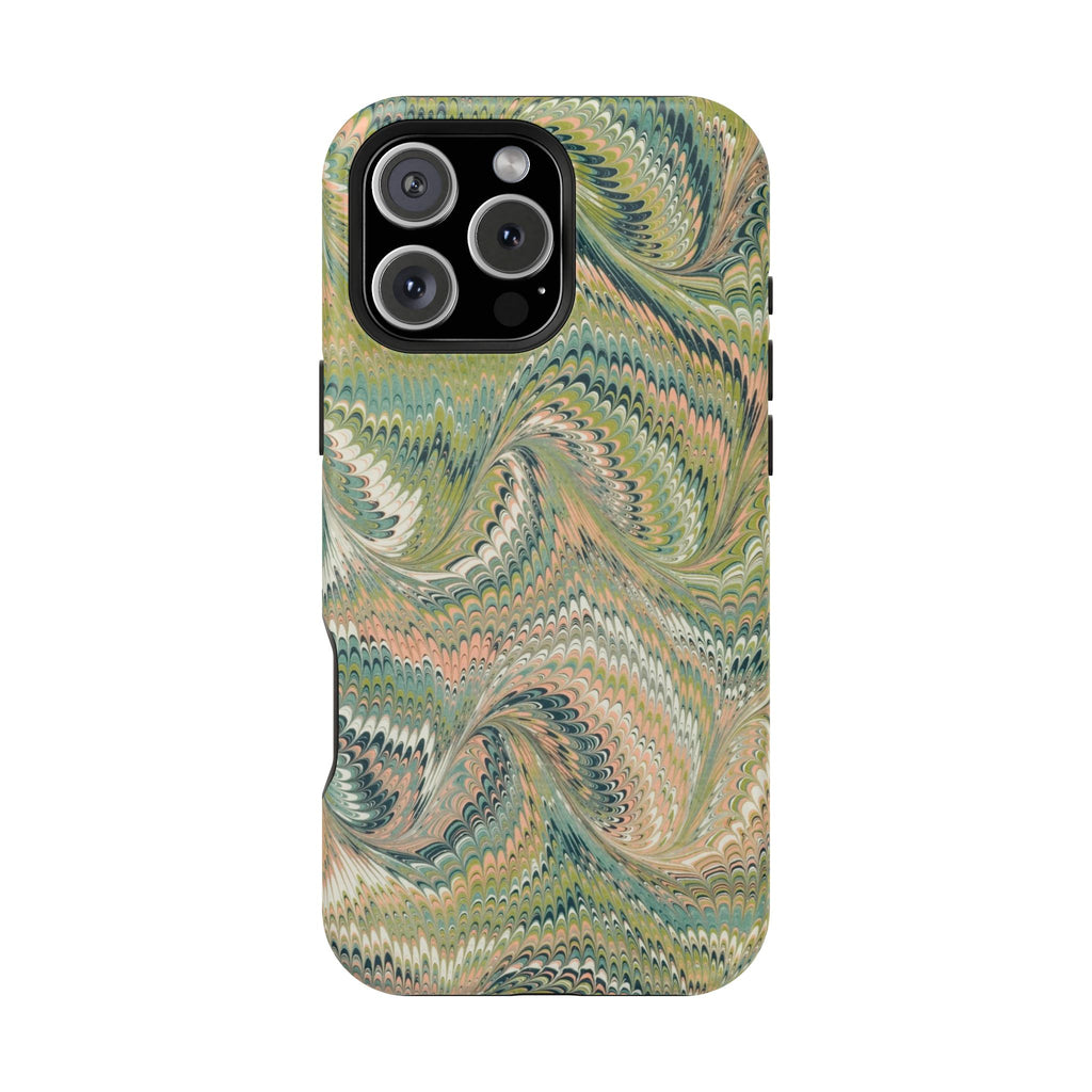 Green Pastel Italian Marble Design Magnetic MAG SAFE High Impact iPhone Cases