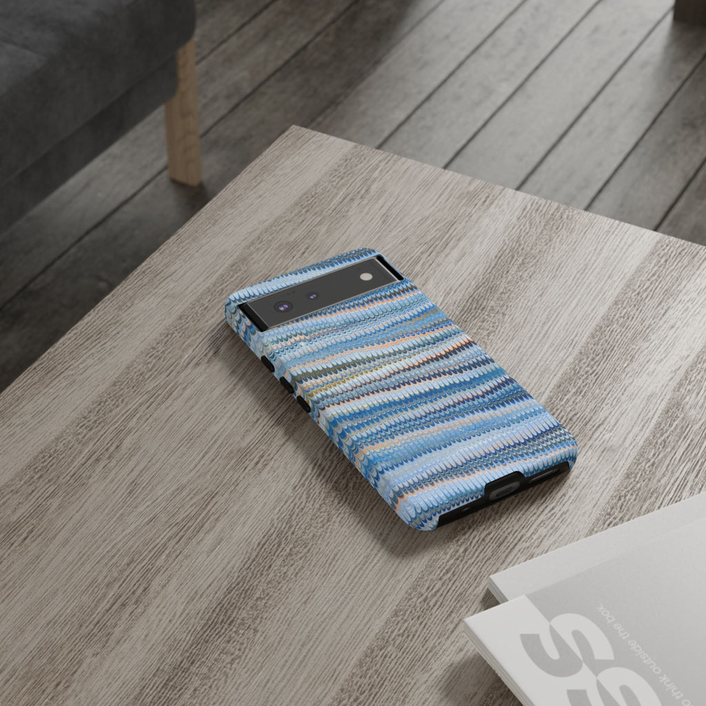 Blue Marbled Phone Cases iPhone 16 + Samsung + Apple + Google - all models, Vintage Marbled Design - Tough Cases