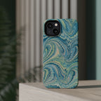 Aqua + Green Marble Phone Case - Impact-Resistant MAG SAFE - Dual Cover Design