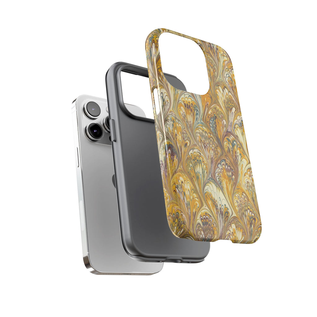 Golden Yellow Marbled Italian Phone Case - Dual Layer - Matte or Glossy