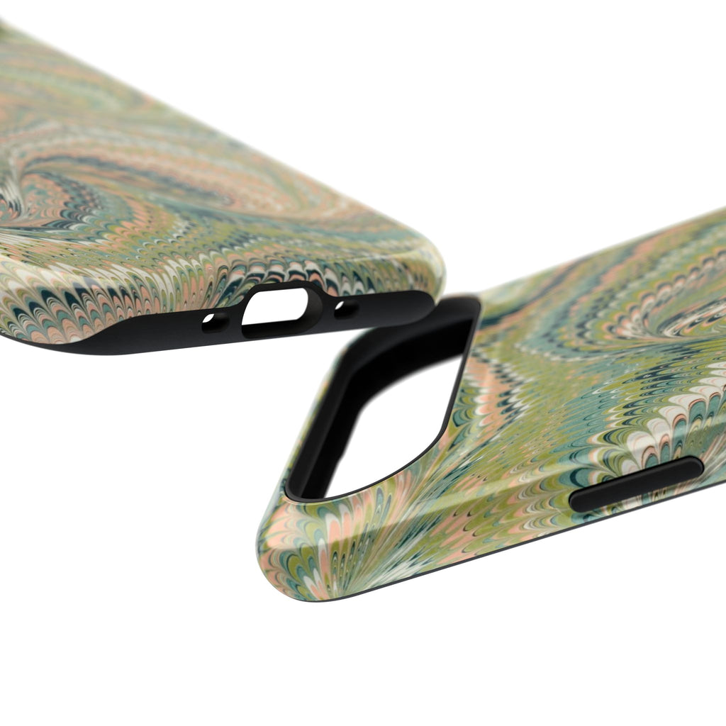 Marbled Swirl Pink and Green Impact-Resistant Phone Case for Apple + Samsung