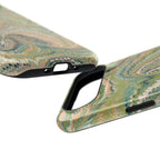 Marbled Swirl Pink and Green Impact-Resistant Phone Case for Apple + Samsung