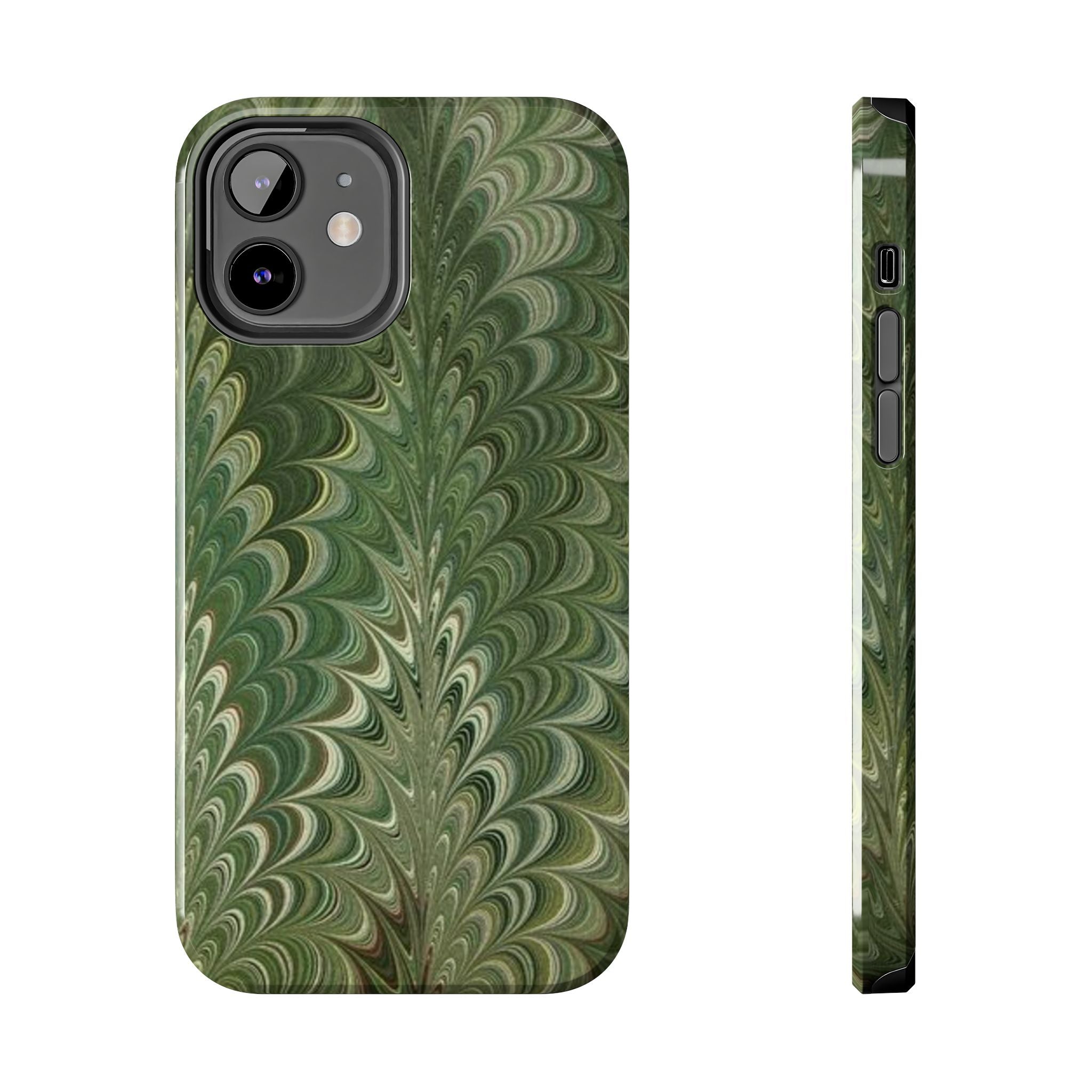 Deep Green Marble Italian Tough Phone Case — Durable Marbled Phone Case