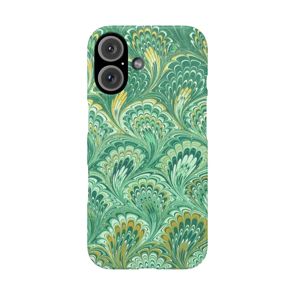Marbled Feather Green Swirl - Single Layer Slim Phone Case